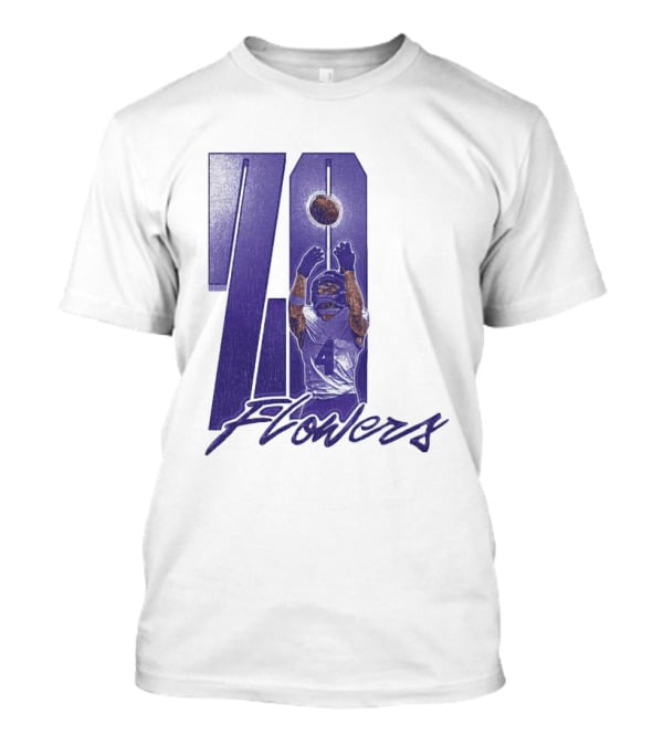 Zay Flowers Baltimore Football Catching Number 4 T-Shirt