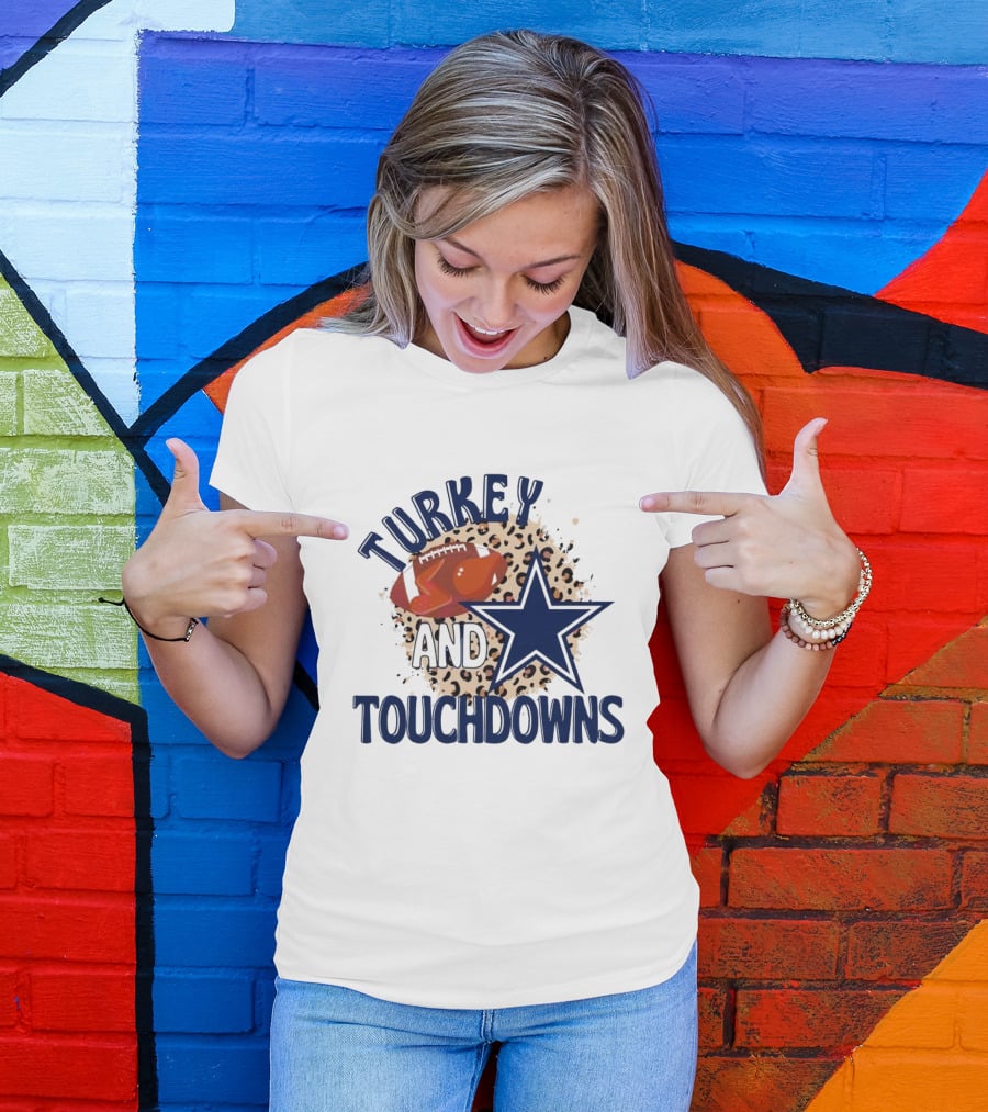 Turkey And Touchdowns Dallas Cowboys Football Star T-Shirt