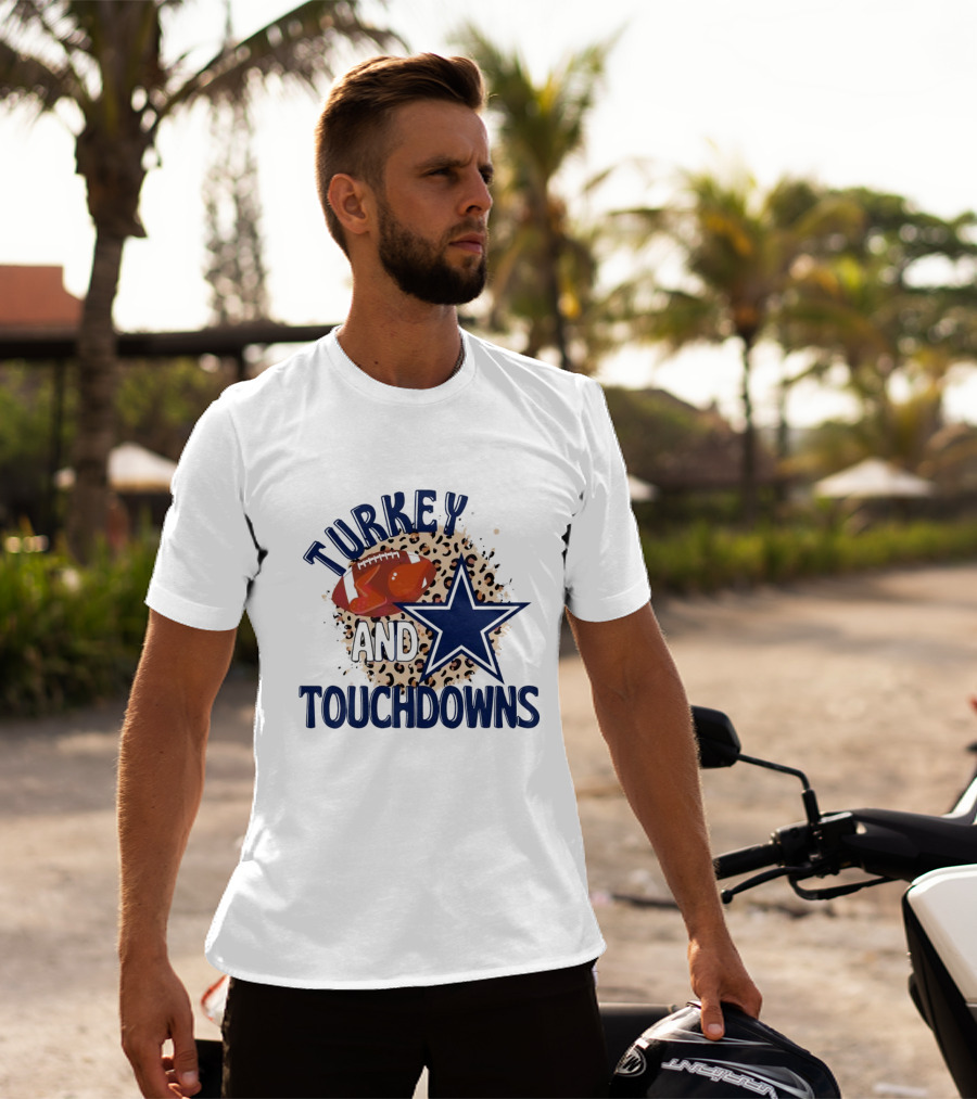 Turkey And Touchdowns Dallas Cowboys Football Star T-Shirt