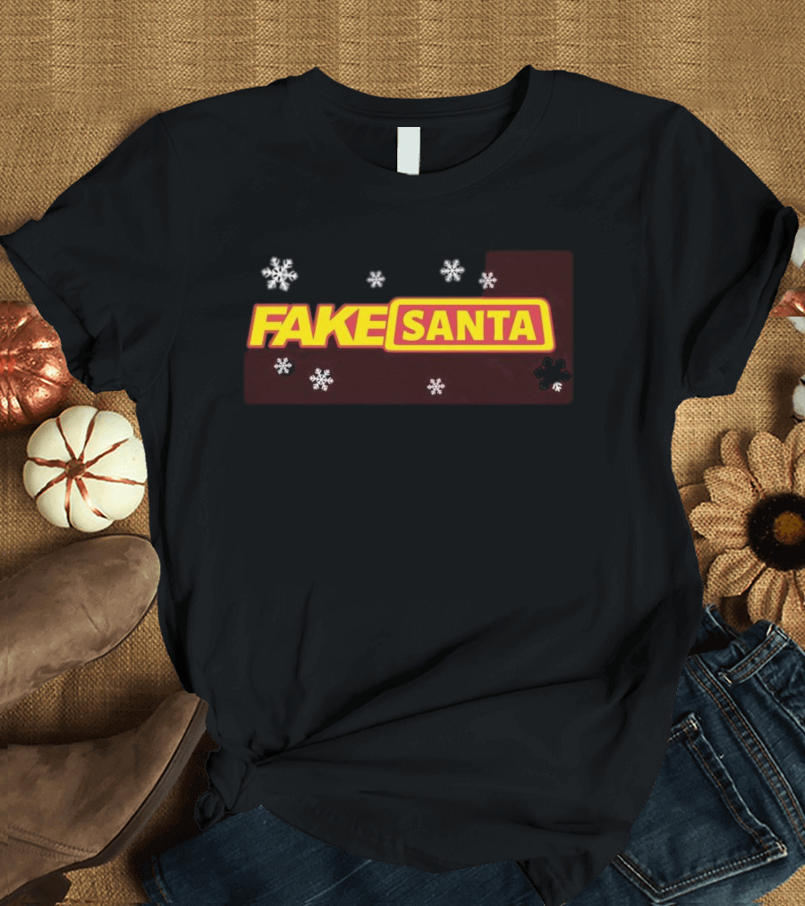 FAKE SANTA Logo With Snowflakes T-Shirt
