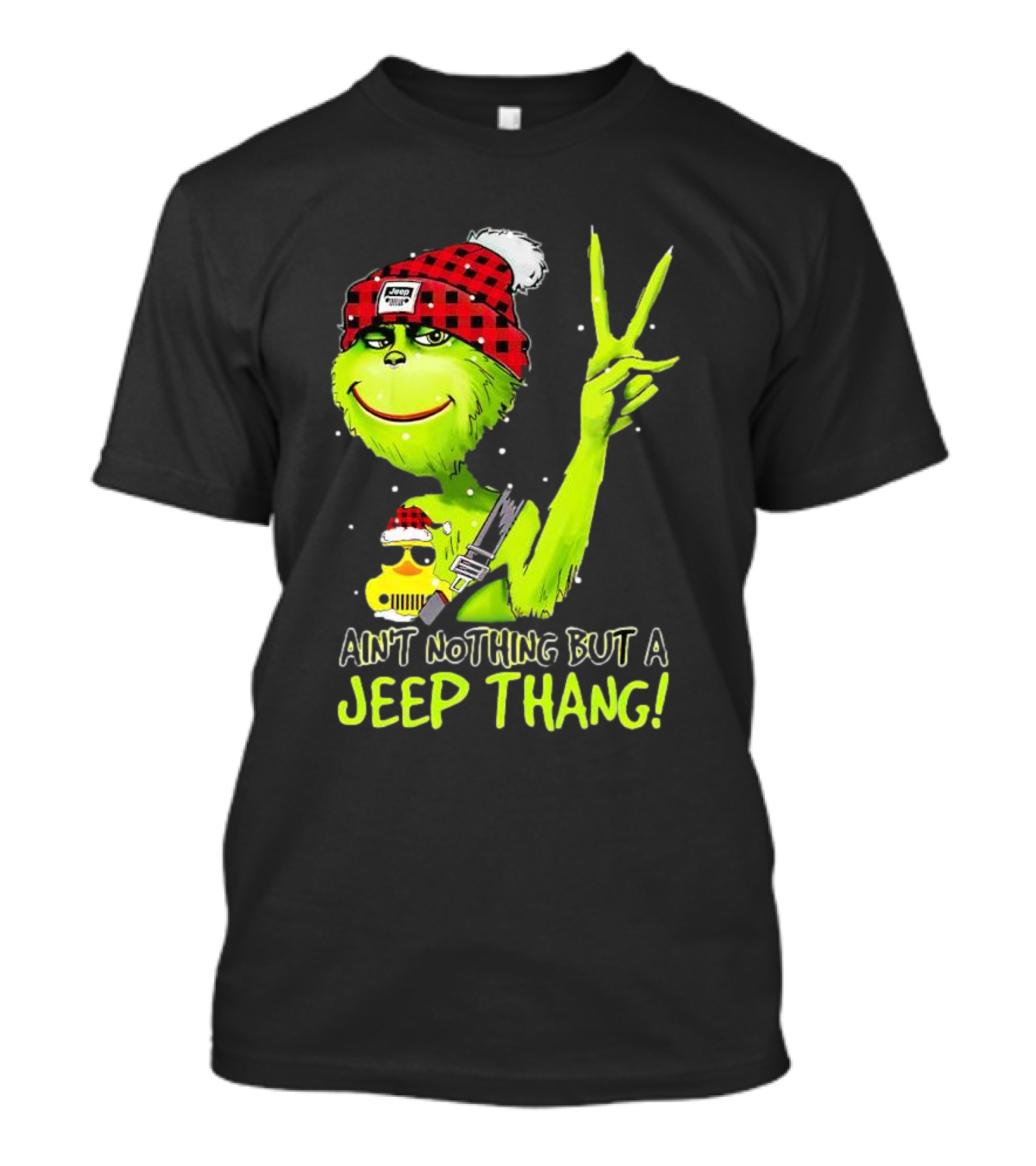 Ain't Nothing But A Jeep Thang Grinch Peace Christmas T-Shirt