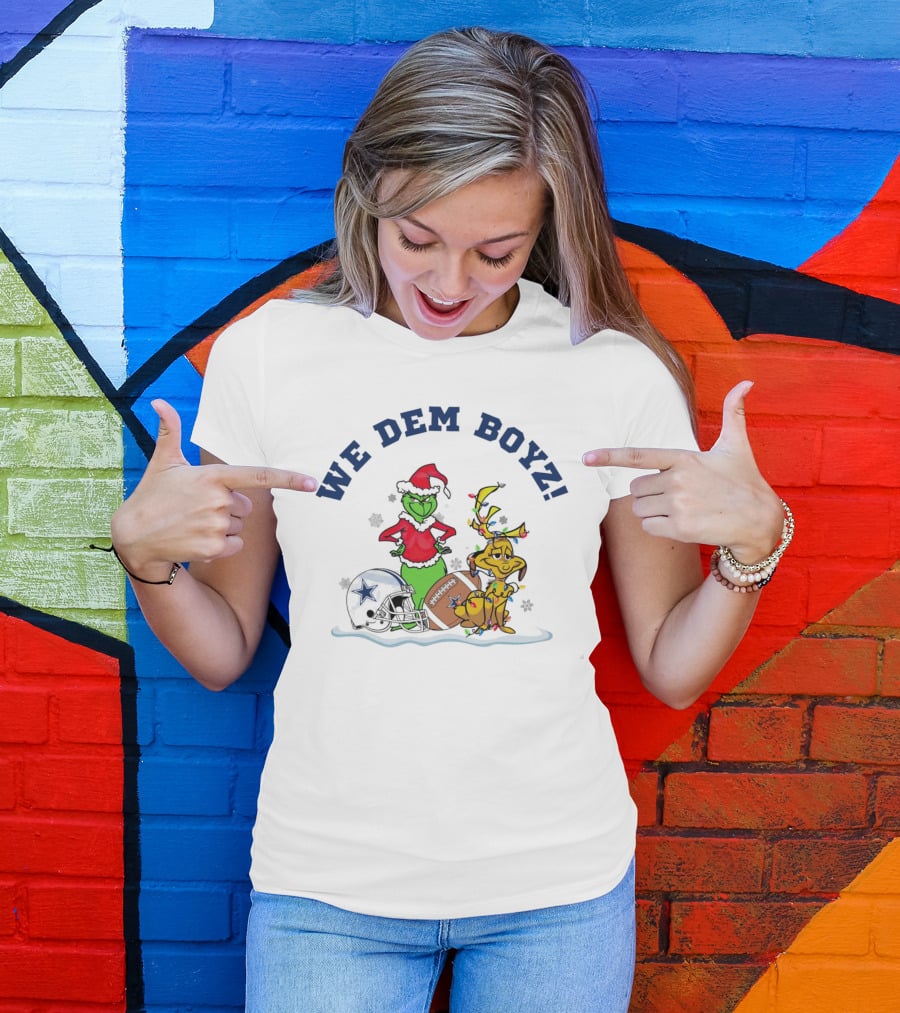 We Dem Boyz Grinch And Max Dallas Cowboys Christmas T-Shirt