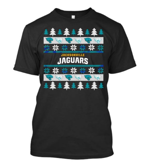 Jacksonville Jaguars Ugly Christmas Sweater Football Holiday Trees Snowflakes​​ T-Shirt
