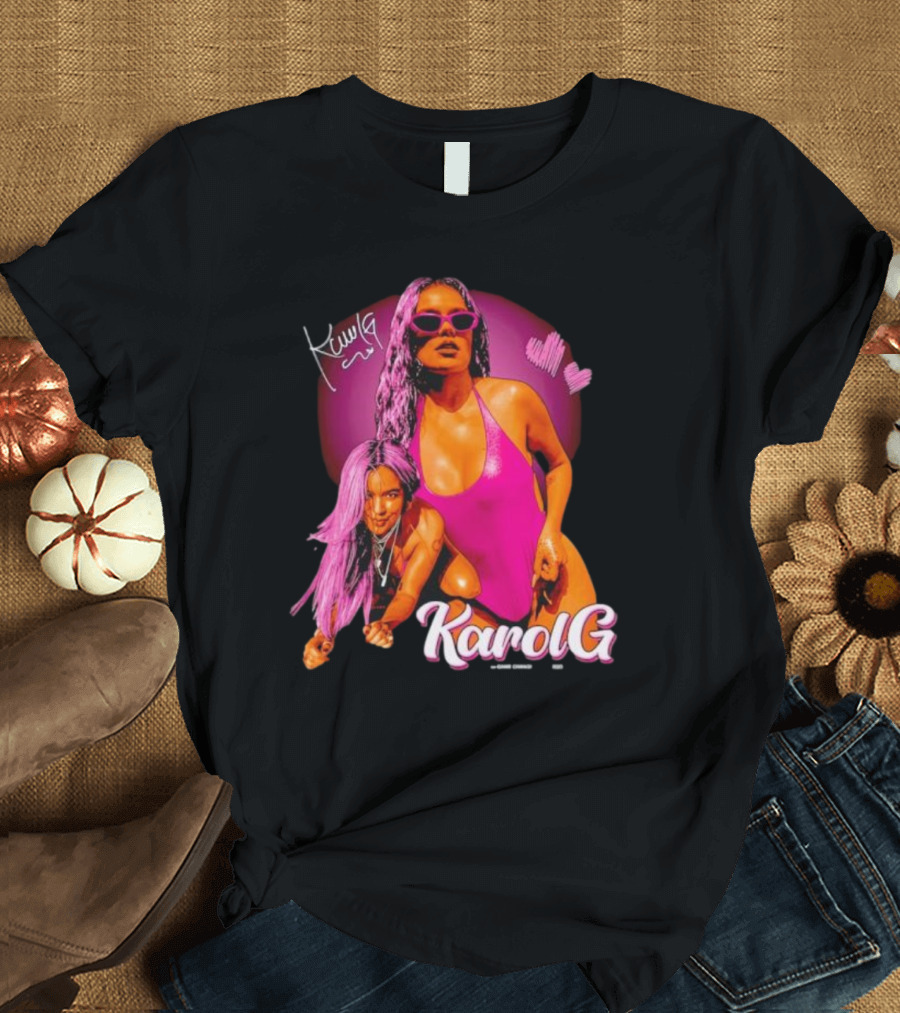 Karol G Signature Neon Pink Retro Style Fashion T-Shirt