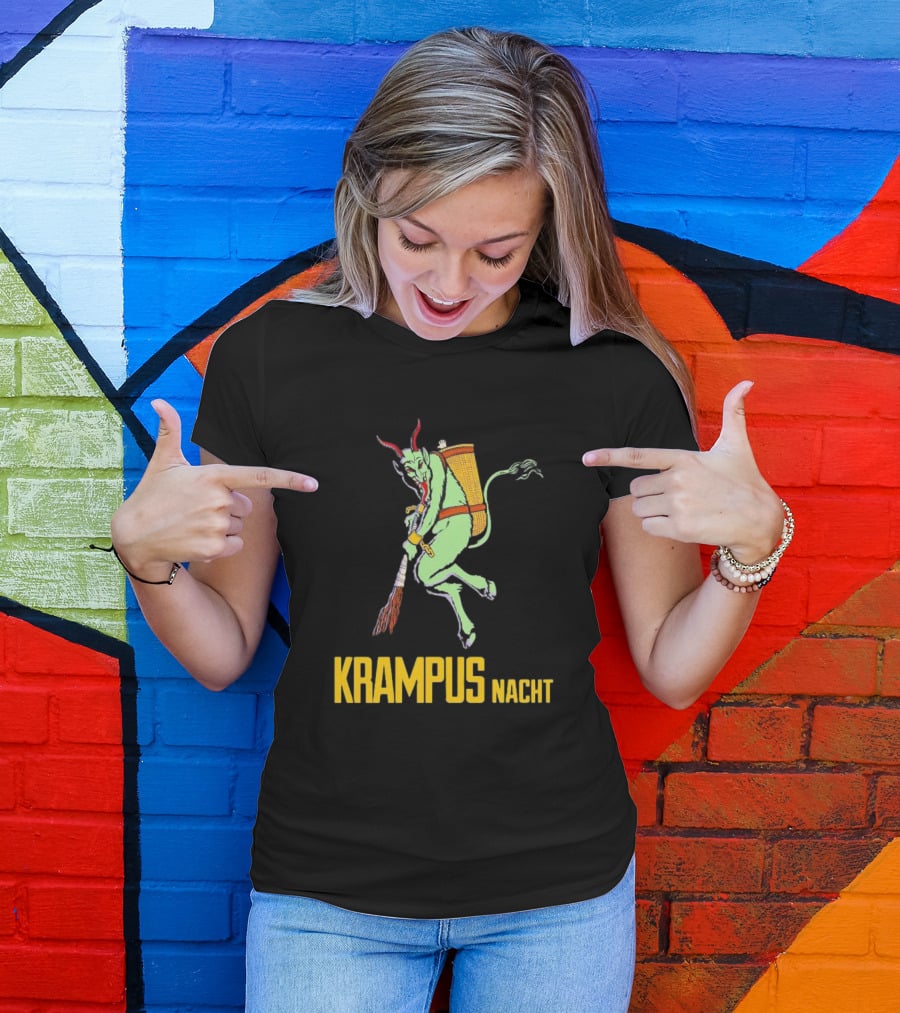 KRAMPUS NACHT Vintage Green Demon With Basket And Birch Bundle T-Shirt