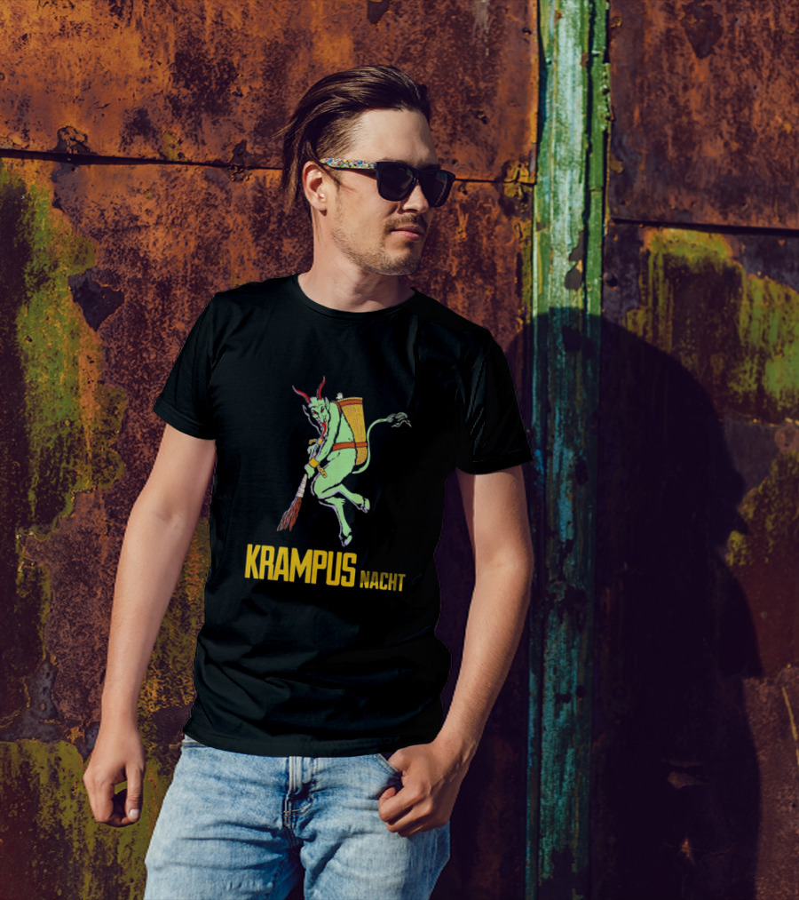 KRAMPUS NACHT Vintage Green Demon With Basket And Birch Bundle T-Shirt