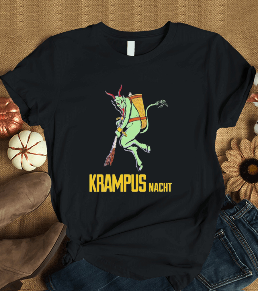 KRAMPUS NACHT Vintage Green Demon With Basket And Birch Bundle T-Shirt