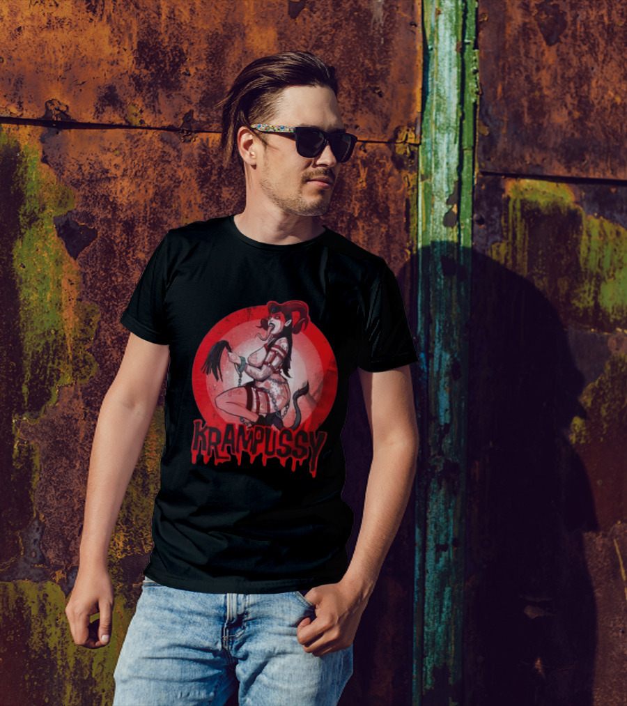 Krampussy Demon Woman With Whip And Chains T-Shirt