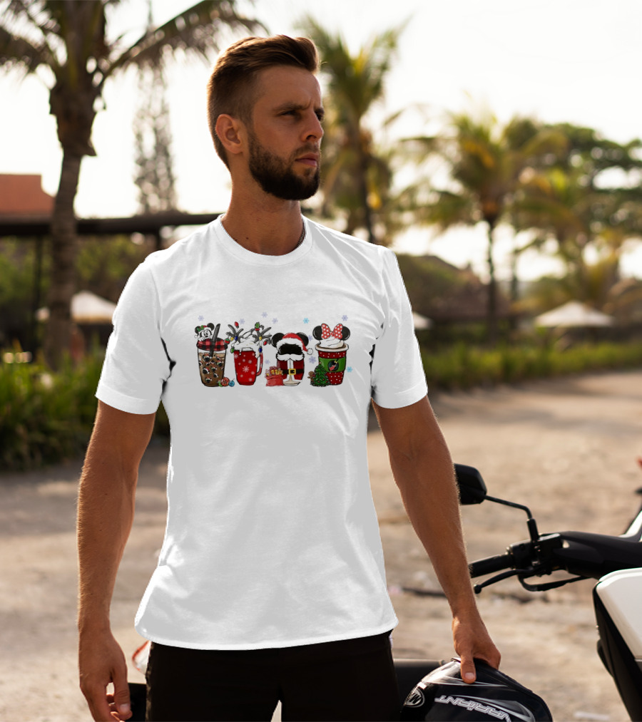 Mickey Mouse Christmas Drinks With Holiday Decorations T-Shirt