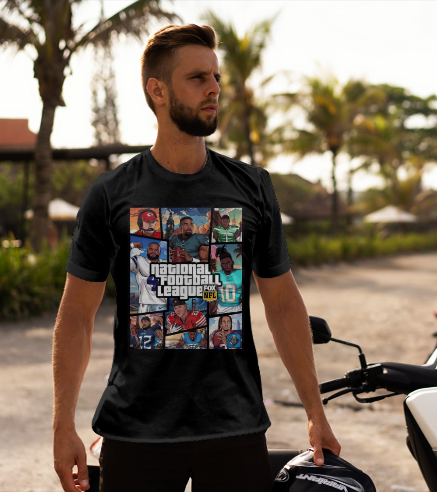 National Football League NFL Teams Players Fox Sports Grand Theft Auto T-Shirt