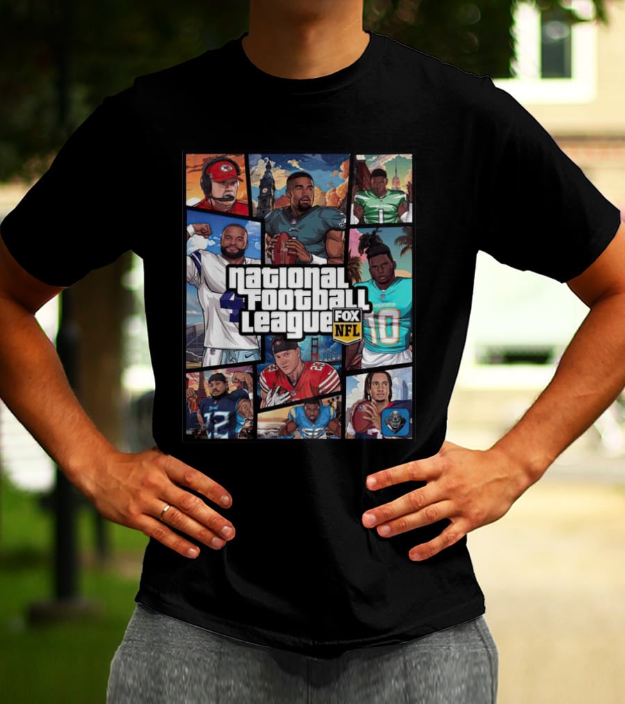 National Football League NFL Teams Players Fox Sports Grand Theft Auto T-Shirt