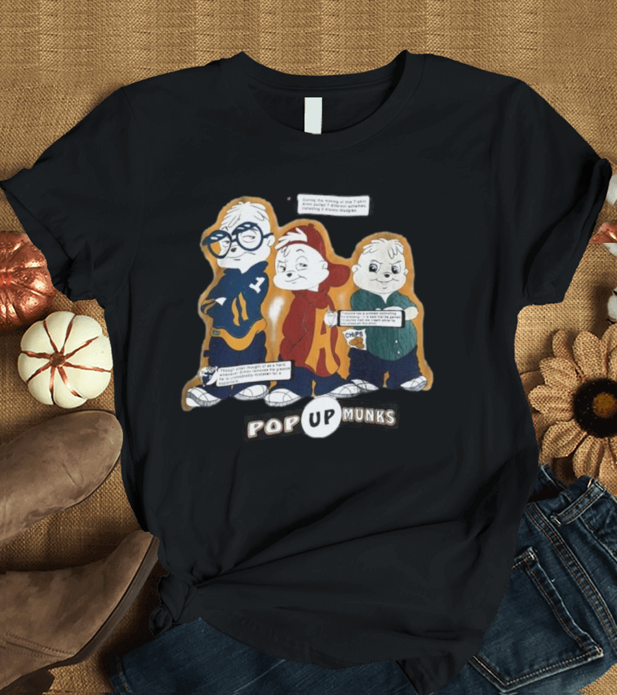 Pop Up Munks Chipmunks Trio Retro Cartoons T-Shirt