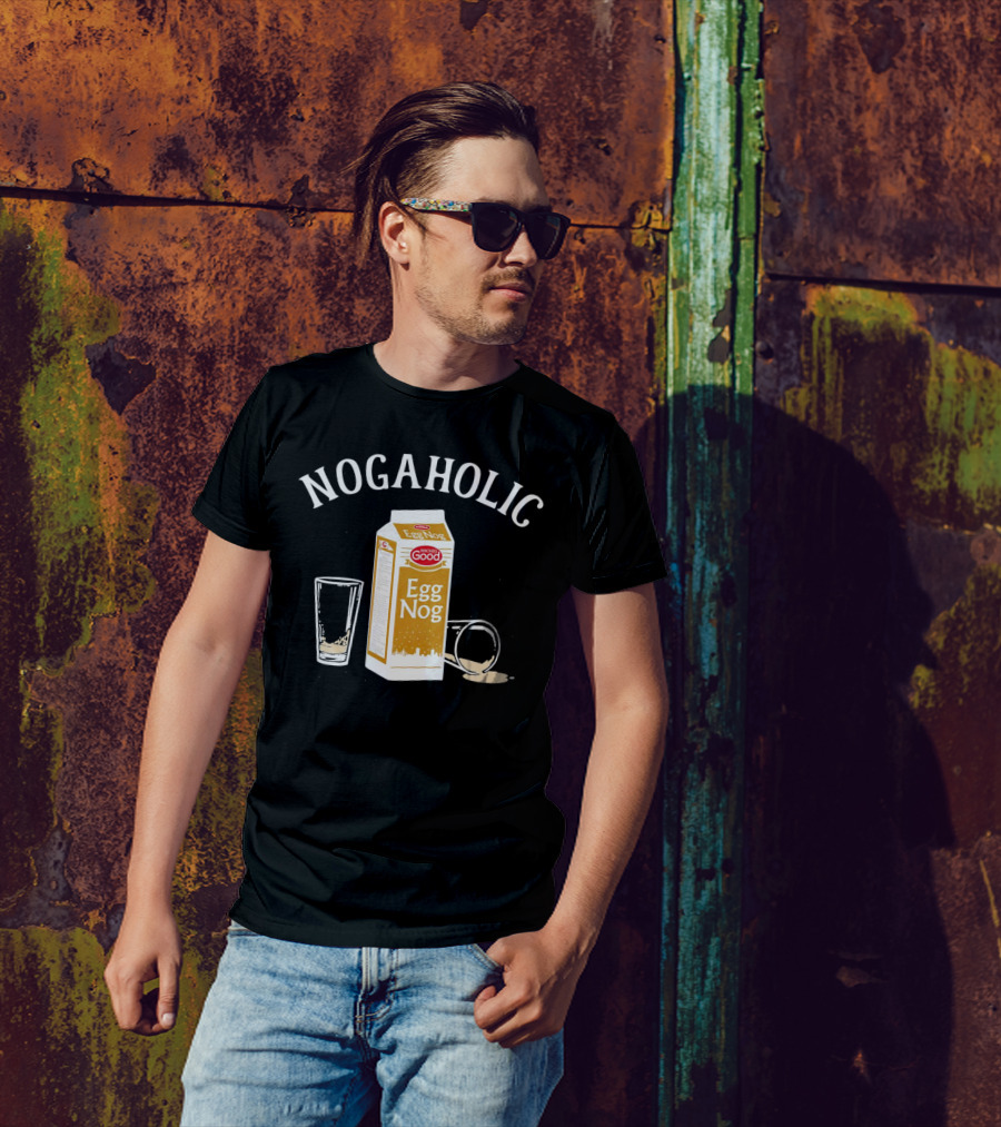 Nogaholic Wicked Good Egg Nog Carton And Glasses T-Shirt
