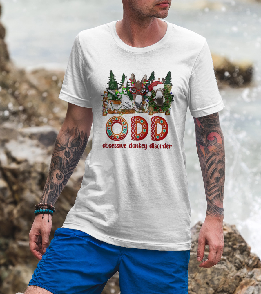 ODD Obsessive Donkey Disorder Christmas Holiday Donkeys With Festive Decorations T-Shirt