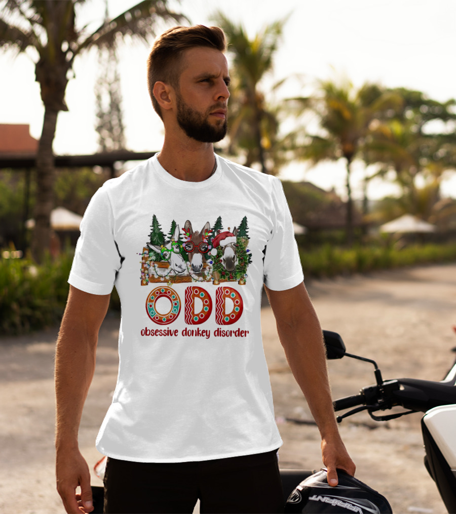 ODD Obsessive Donkey Disorder Christmas Holiday Donkeys With Festive Decorations T-Shirt