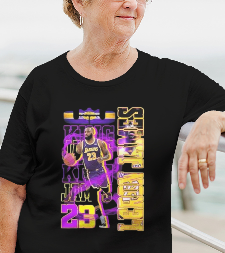 King LeBron James No. 23 Los Angeles Lakers True King Fan T-Shirt