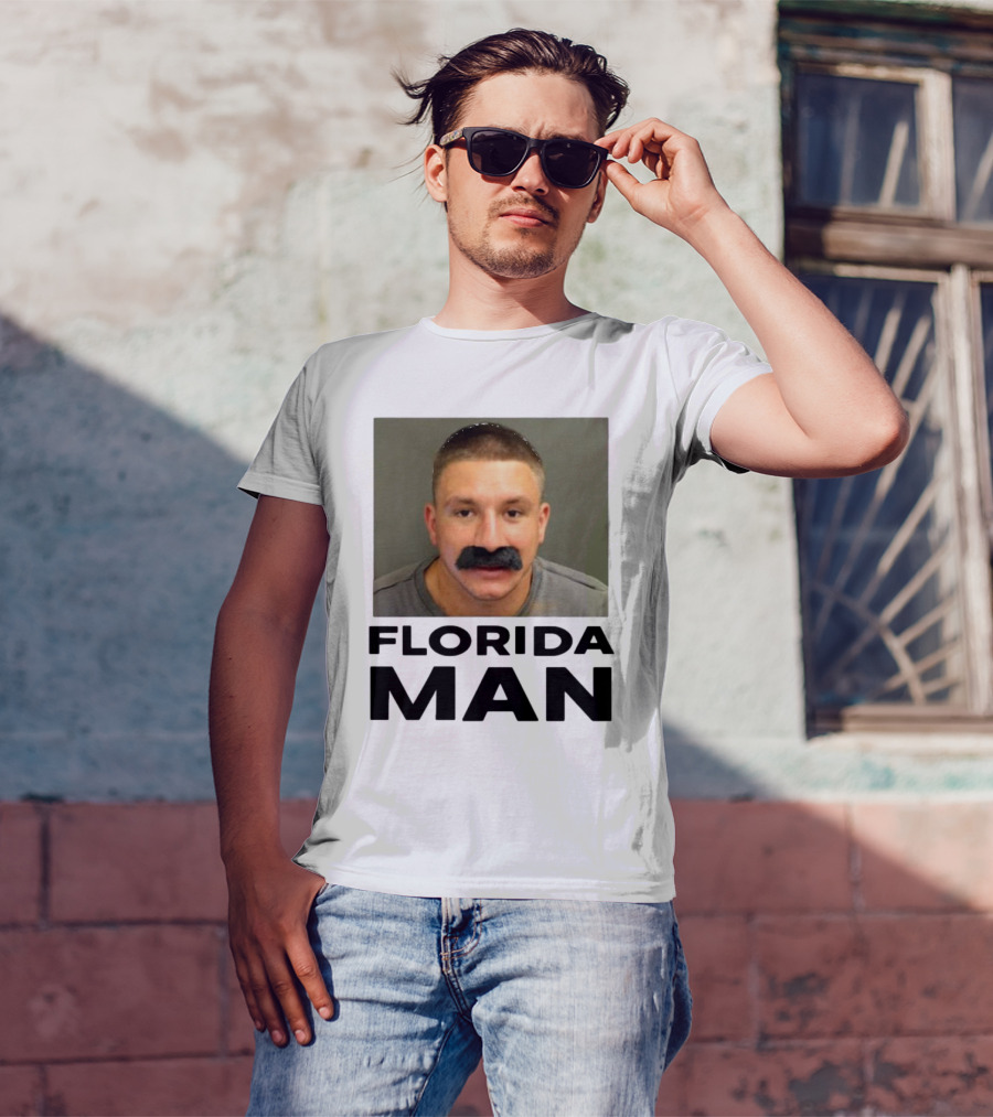 Stevewilldoit Florida Man Image Black Mustache Face T-Shirt