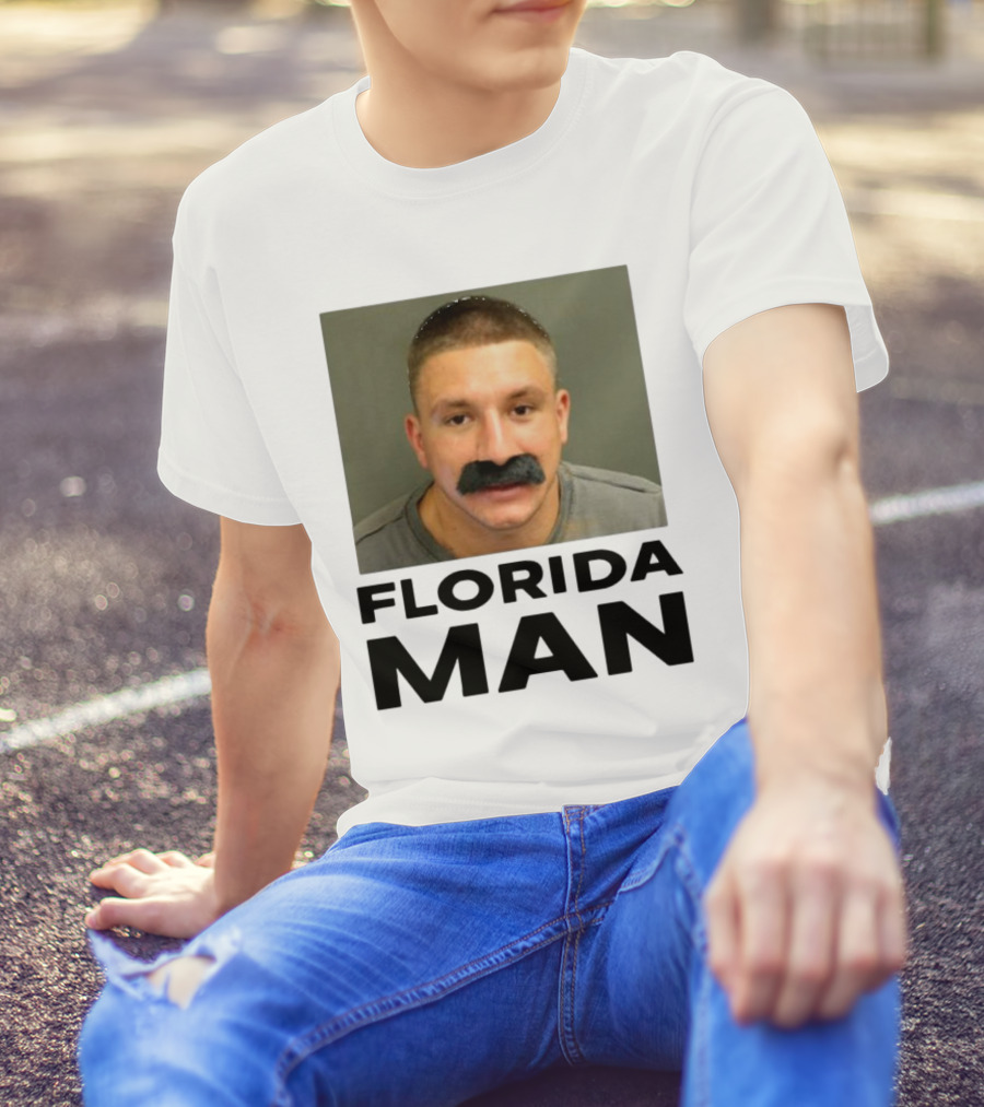 Stevewilldoit Florida Man Image Black Mustache Face T-Shirt