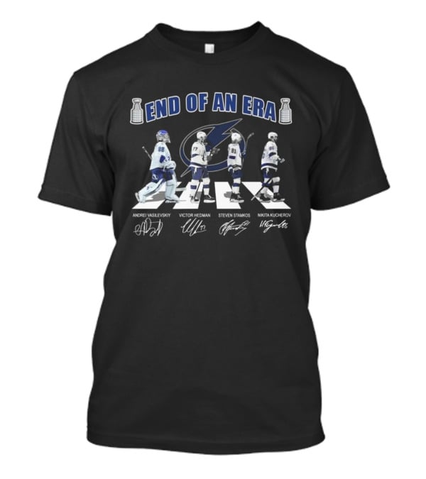 End Of An Era Tampa Bay Lightning Abbey Road Vasilevskiy Hedman Stamkos Kucherov Signatures T-Shirt