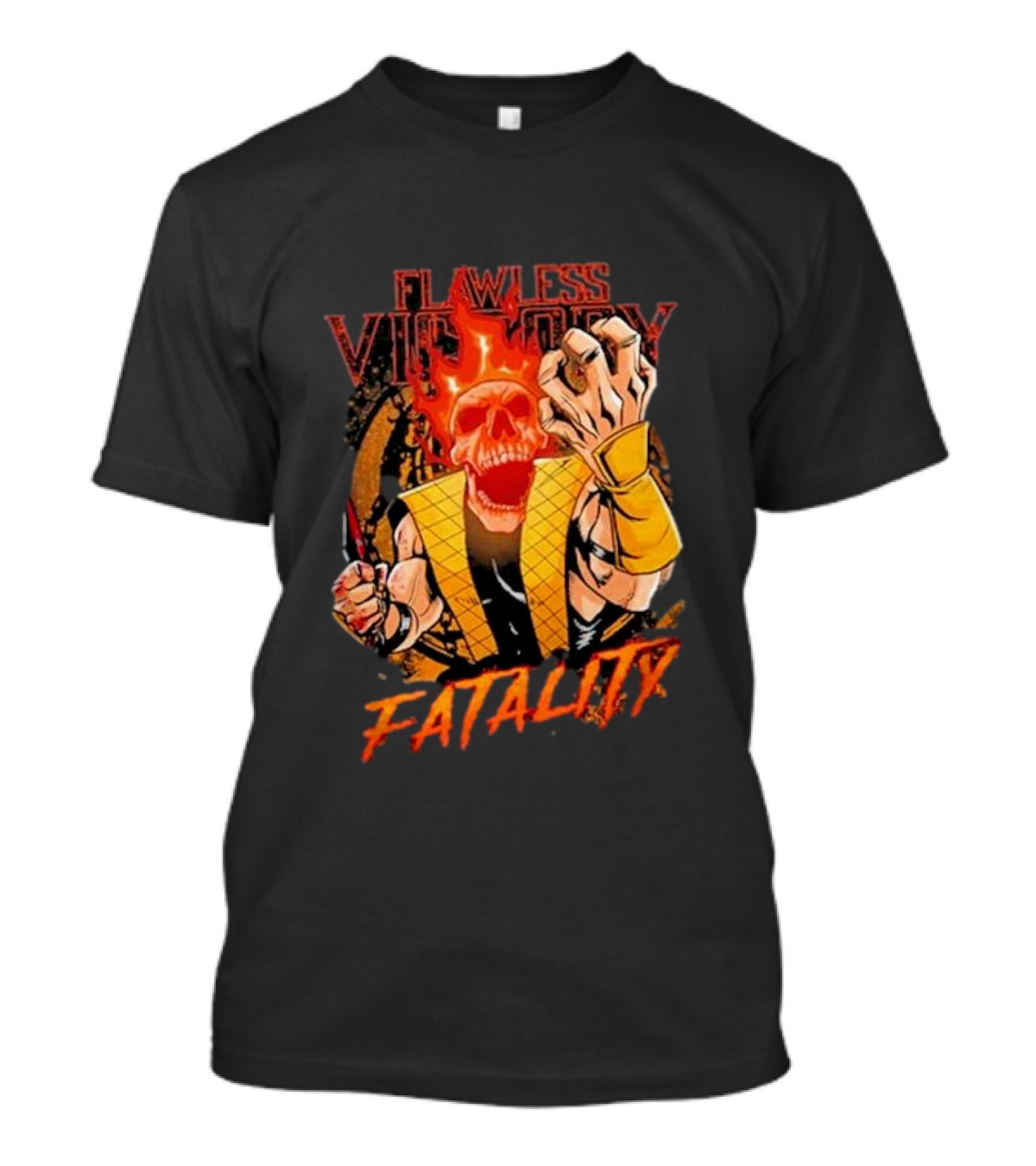 Mortal Kombat Flawless Victory Fatality Skull Flame T-Shirt