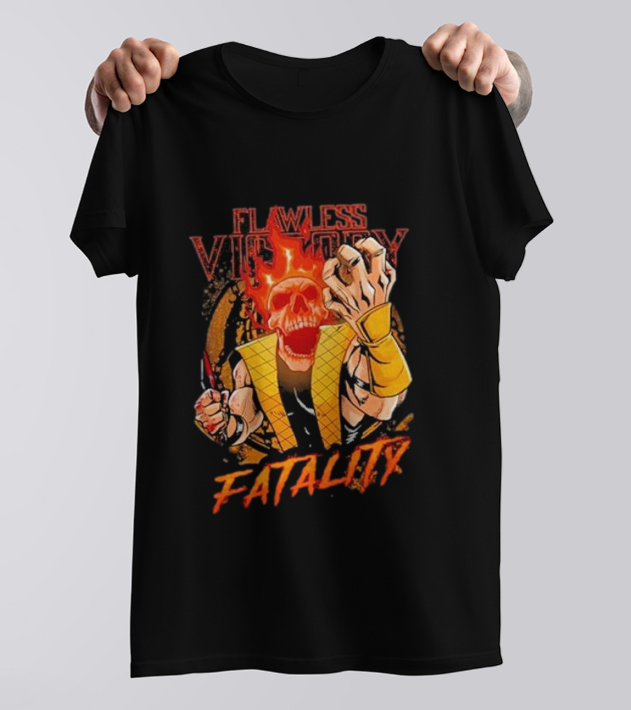 Mortal Kombat Flawless Victory Fatality Skull Flame T-Shirt