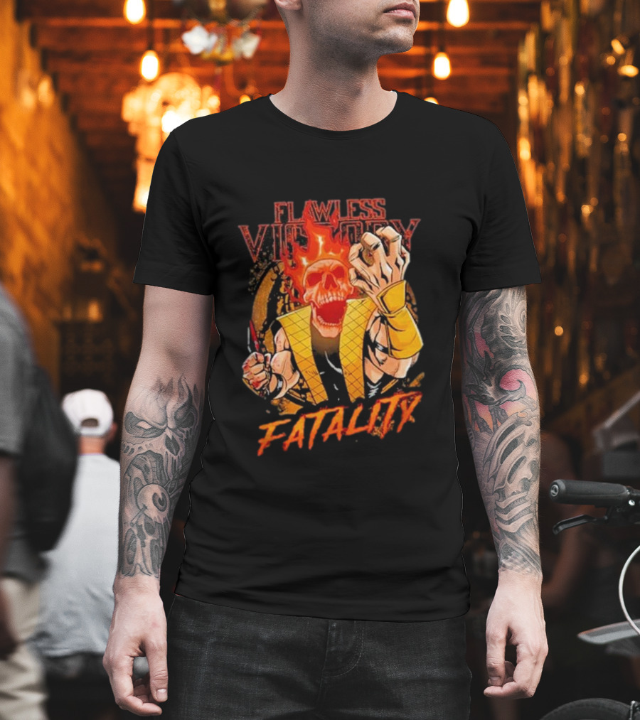 Mortal Kombat Flawless Victory Fatality Skull Flame T-Shirt