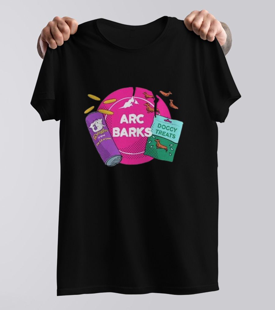 Arc Barks Pringles Doggy Treats Coins And Jumping Dogs T-Shirt