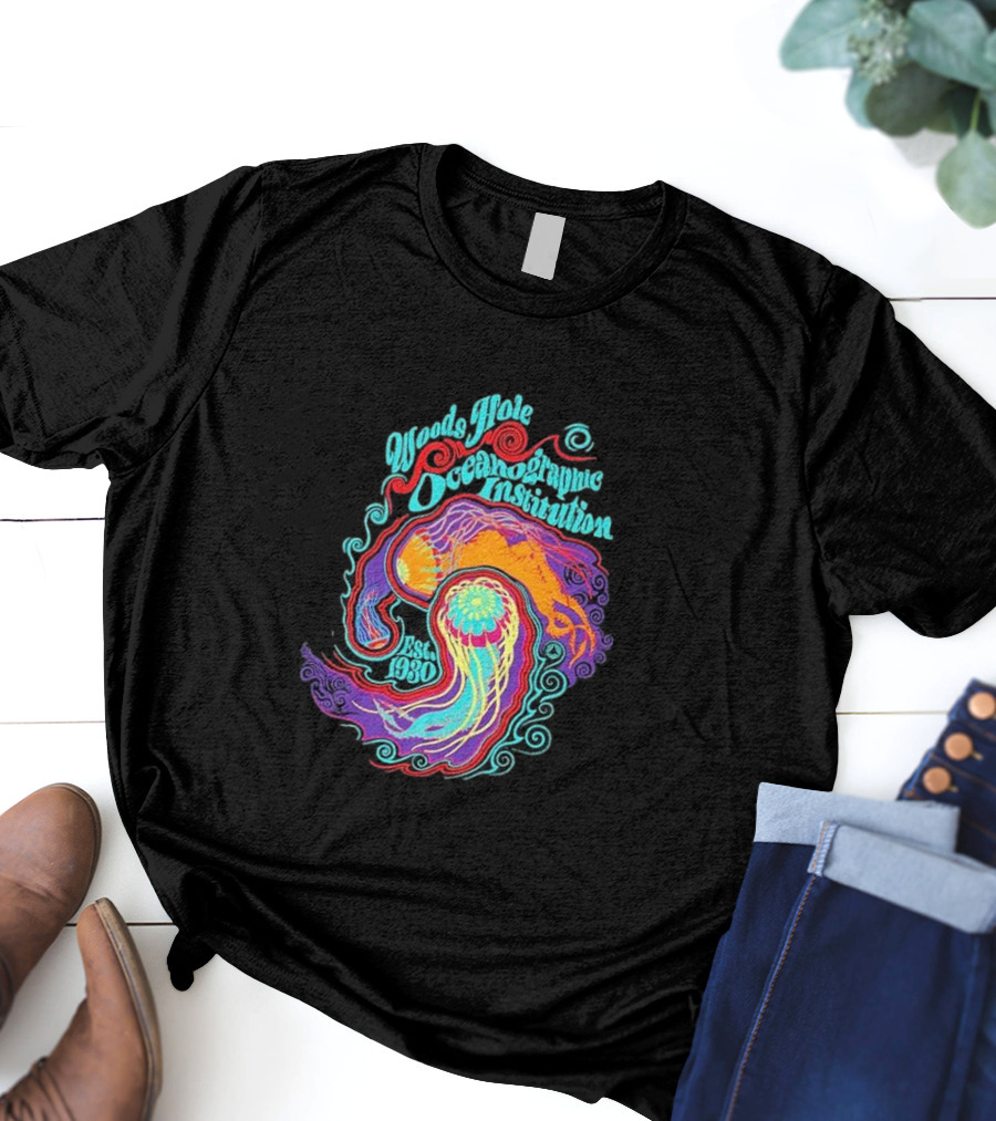 Woods Hole Oceanographic Institution Est 1930 Psychedelic Marine Swirl T-Shirt