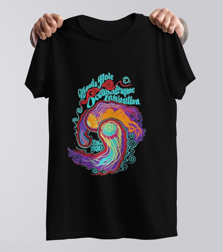 Woods Hole Oceanographic Institution Est 1930 Psychedelic Marine Swirl T-Shirt