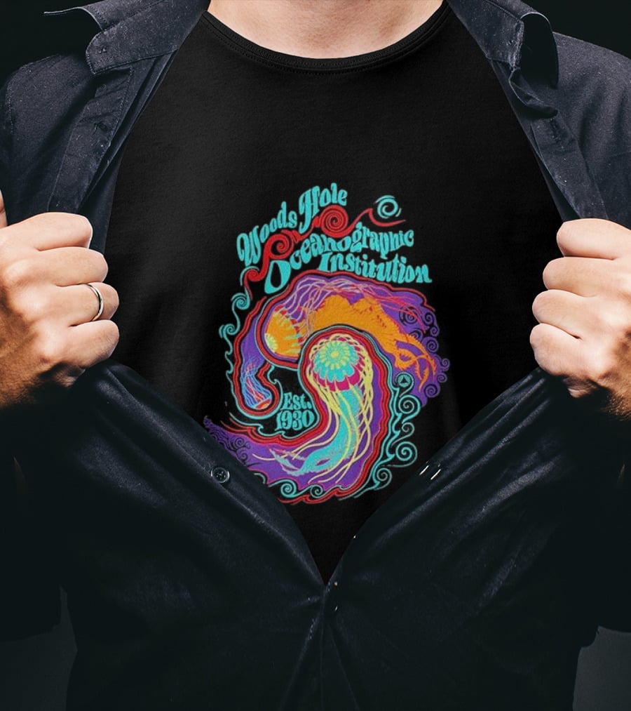 Woods Hole Oceanographic Institution Est 1930 Psychedelic Marine Swirl T-Shirt