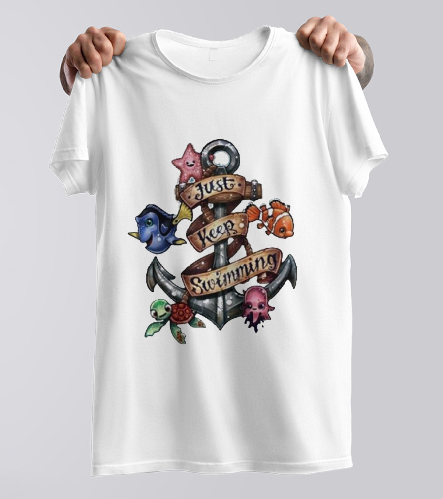 Just Keep Swimming Finding Nemo Anchor Ocean Scene T-Shirt
