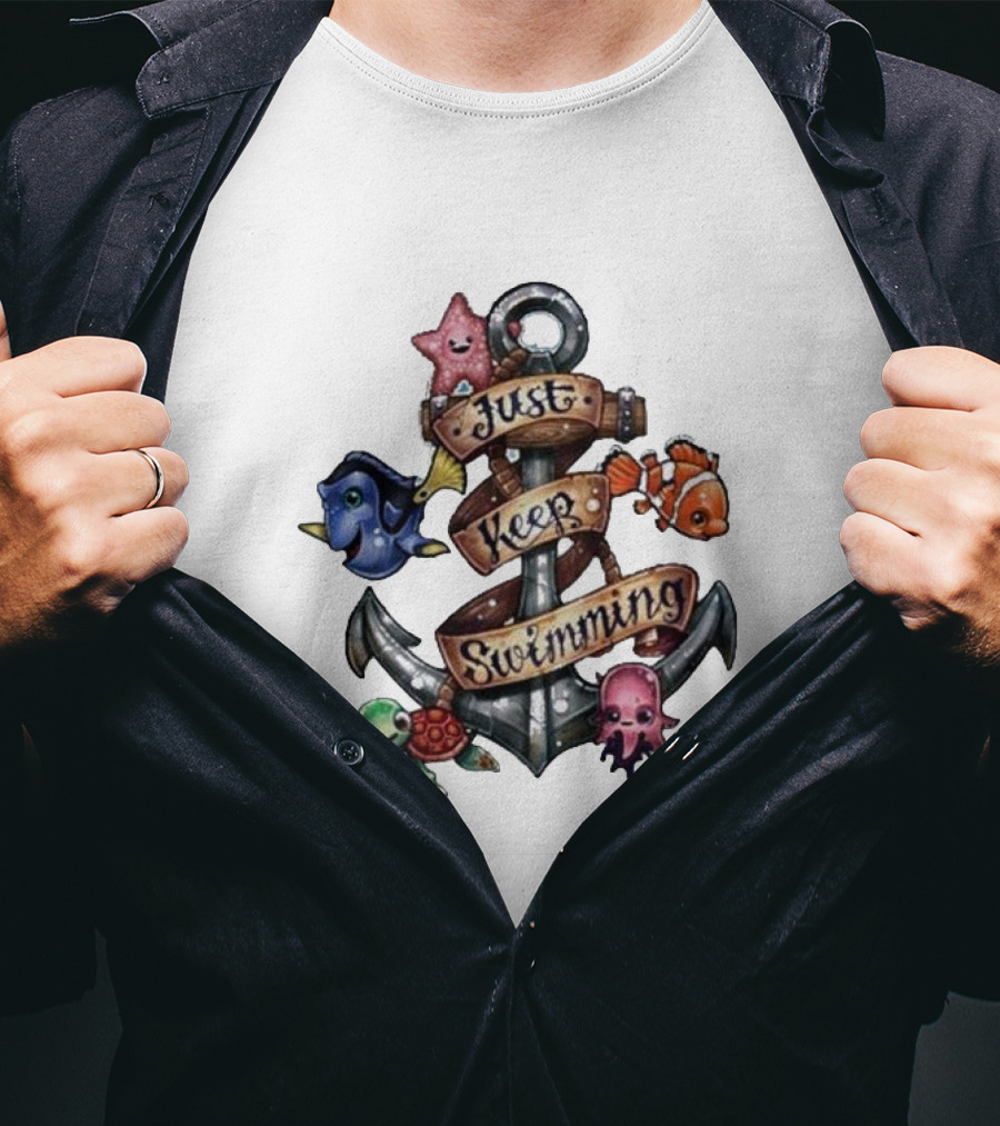 Just Keep Swimming Finding Nemo Anchor Ocean Scene T-Shirt