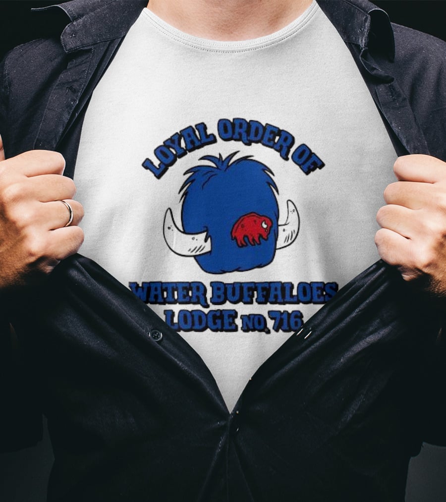 Loyal Order Of Water Buffaloes Lodge No 716 Blue Buffalo Icon Red Emblem T-Shirt