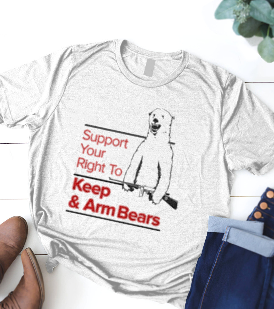 Support Your Right To Keep And Arm Bears Polar Bear Holding Rifle T-Shirt