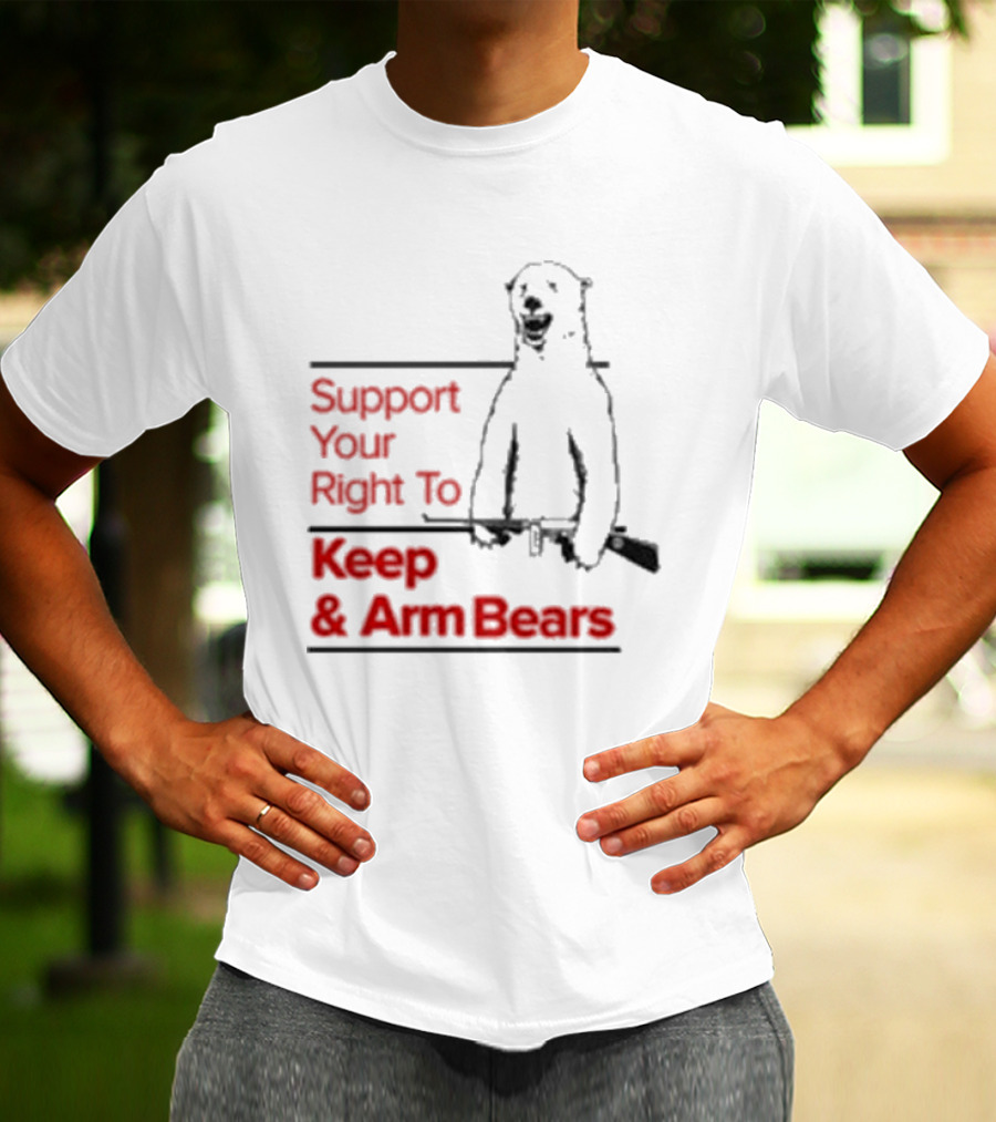 Support Your Right To Keep And Arm Bears Polar Bear Holding Rifle T-Shirt