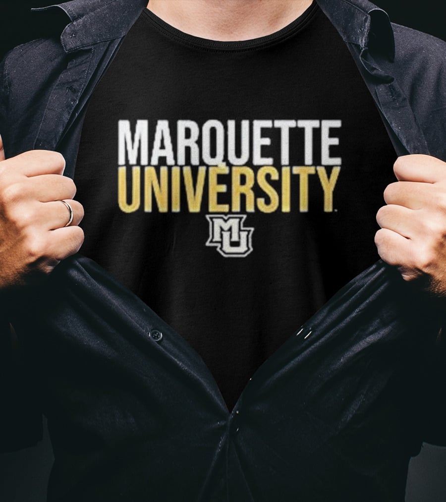 Marquette University Distressed Collegiate Stacked MU T-Shirt