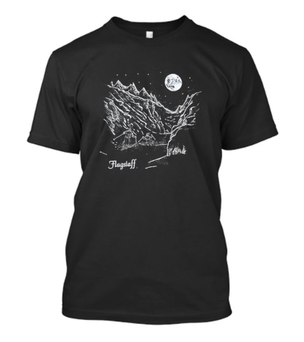 Flagstaff Moonlit Mountain Scene Skiers T-Shirt