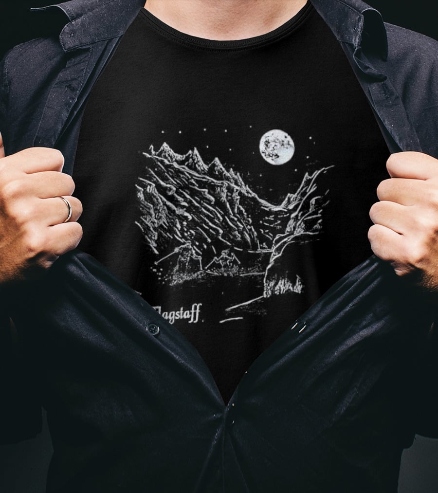 Flagstaff Moonlit Mountain Scene Skiers T-Shirt