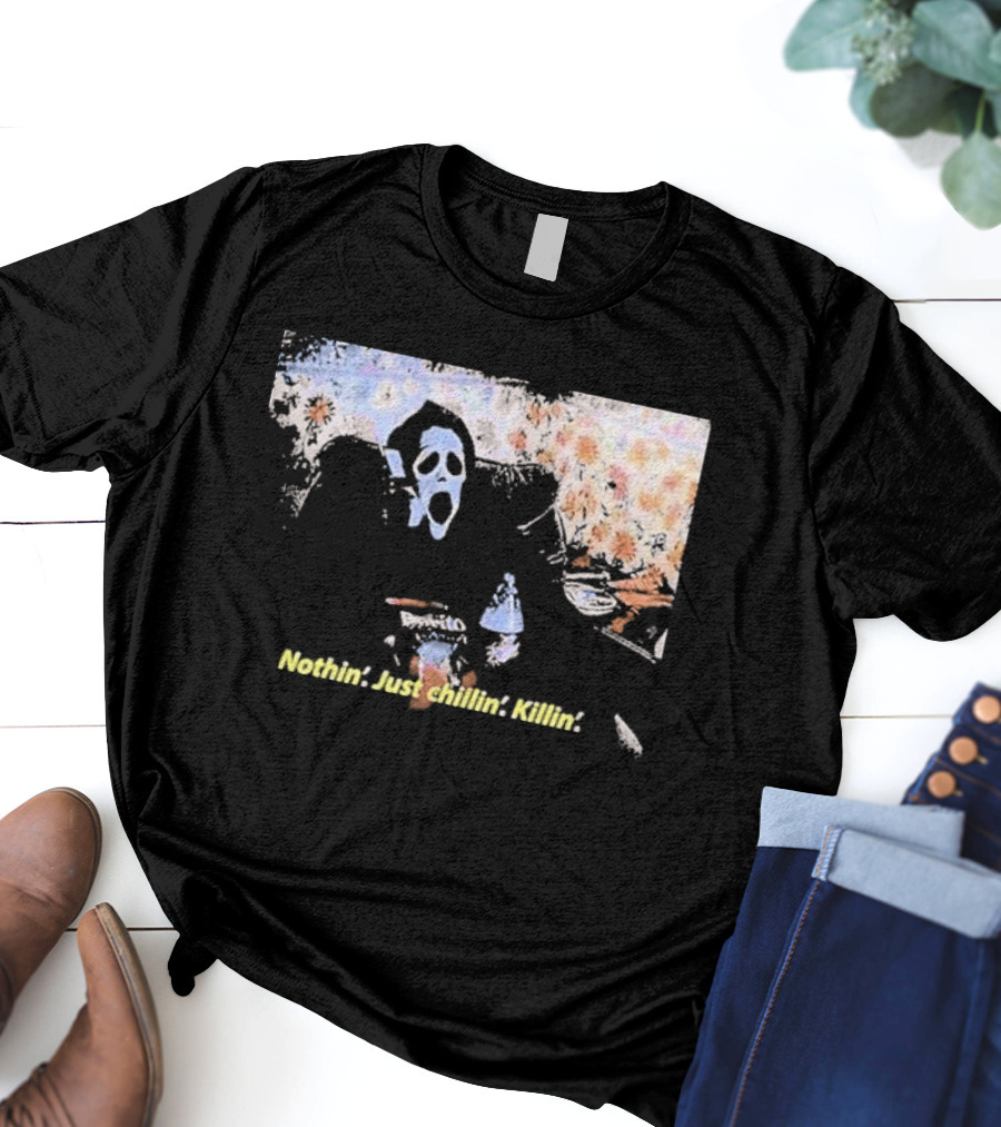 Ghostface Spooktober Nothin’ Just Chillin’ Killin’ Retro Style Vibes T-Shirt