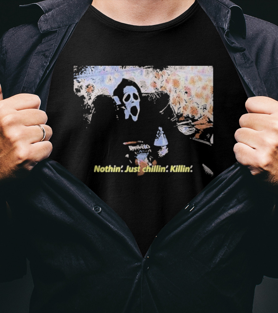 Ghostface Spooktober Nothin’ Just Chillin’ Killin’ Retro Style Vibes T-Shirt