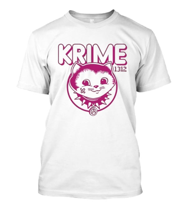 KRIME Cat 1312 Anarchist Symbol And Spiked Collar T-Shirt