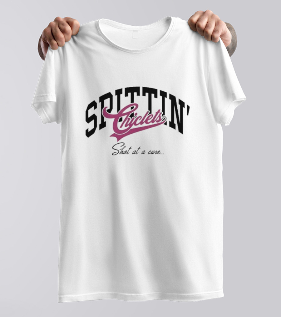 Spittin Chiclets Shot At A Cure Varsity Breasties Collaboration T-Shirt