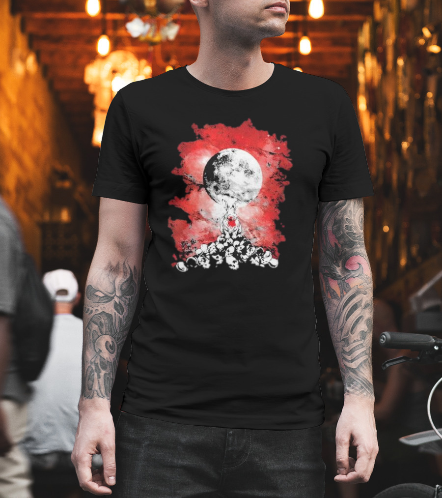 Killing Moon Rabbit Horror Blood And Skulls Horror Scene T-Shirt
