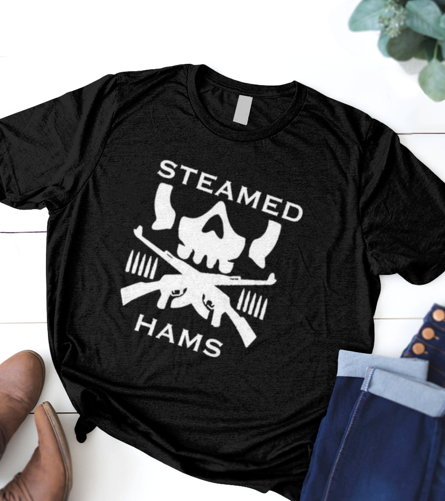 Simpsons Steamed Hams Skull Guns Memes T-Shirt