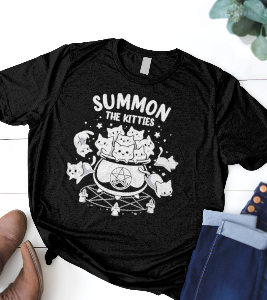 Summon The Kitties Cauldron Ritual With Snouleaf Cats T-Shirt