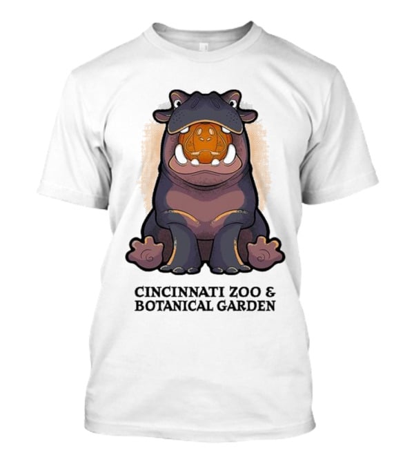Cincinnati Zoo And Botanical Garden Fiona With Pumpkin Glow Outline T-Shirt