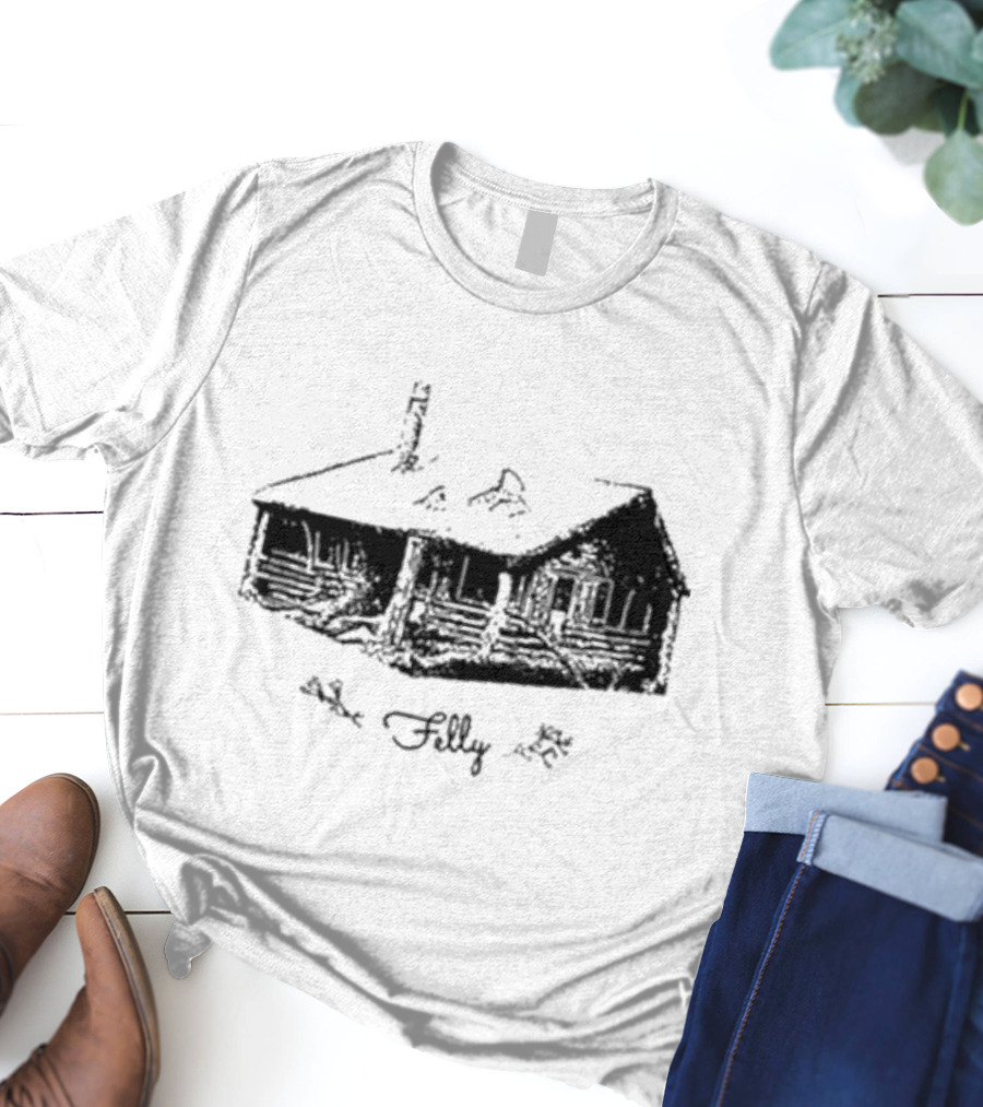 Felly Rustic Cabin Sketch T-Shirt