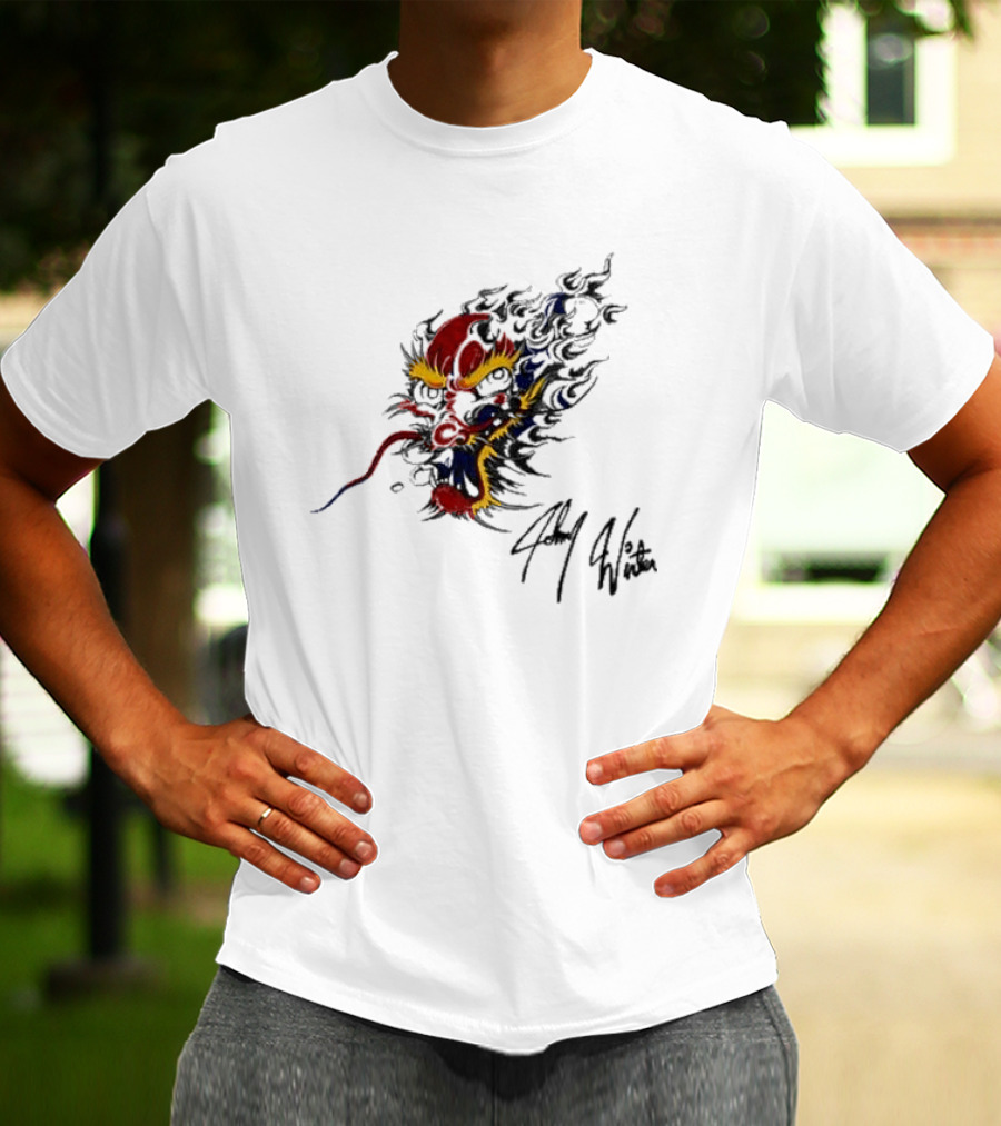 Johnny Winter Superb Fiery Dragon T-Shirt