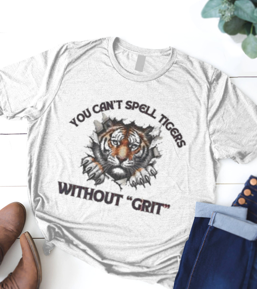 You Can't Spell Tigers Without Grit October Ready Detroit Tiger Fierce Spirit T-Shirt