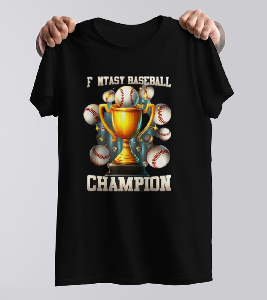 Fantasy Baseball Champion Trophy With Baseballs T-Shirt